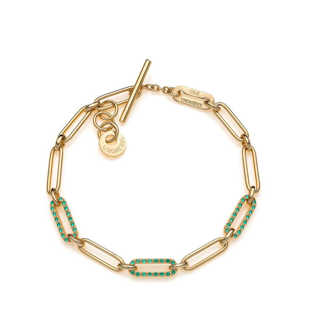 Unoaerre - Bracciale In Argento 925 Placcato In Oro 24K Con Catena Forzatina