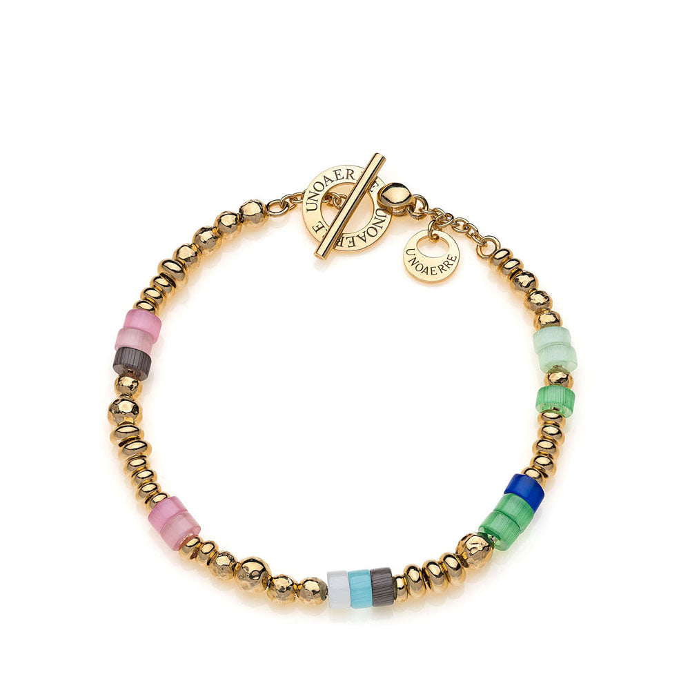 Unoaerre - Bracciale In Argento 925 Dorato Con Sfere Lucide Martellate