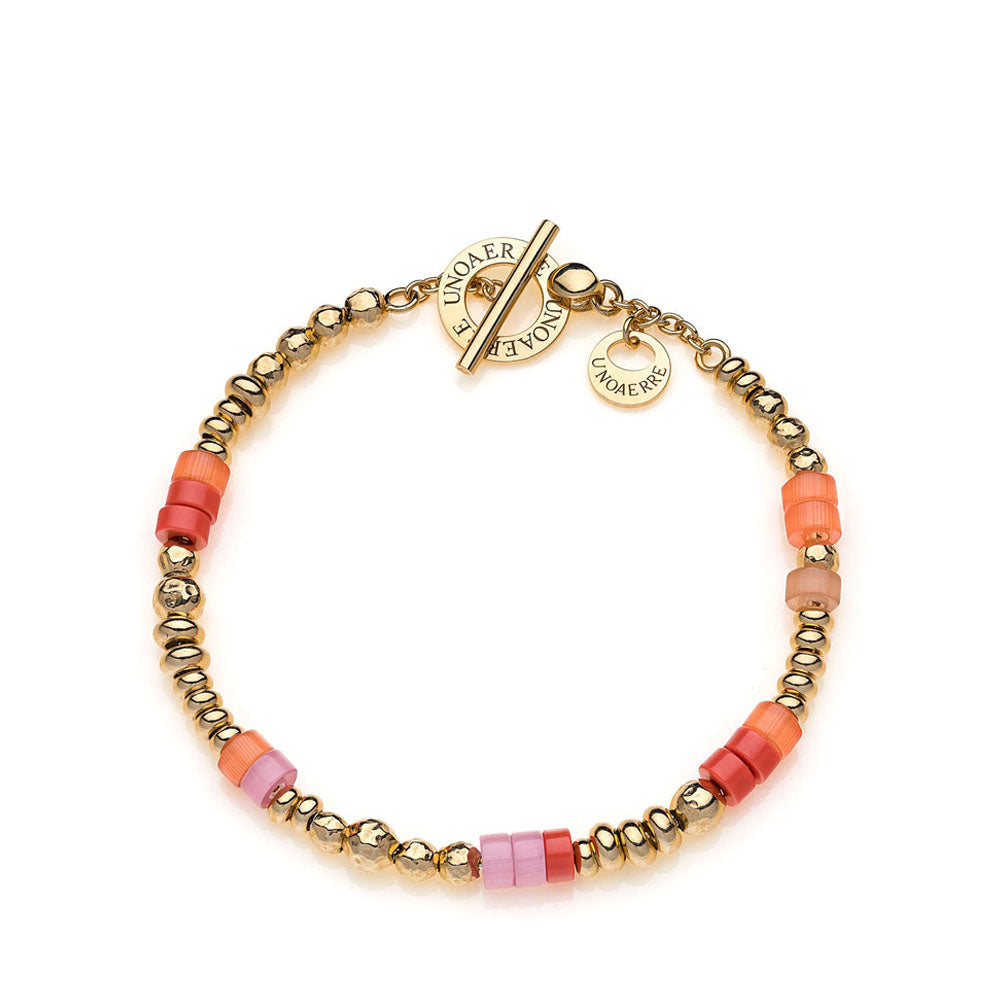 Unoaerre - Bracciale In Argento 925 Dorato Con Sfere Lucide Martellate