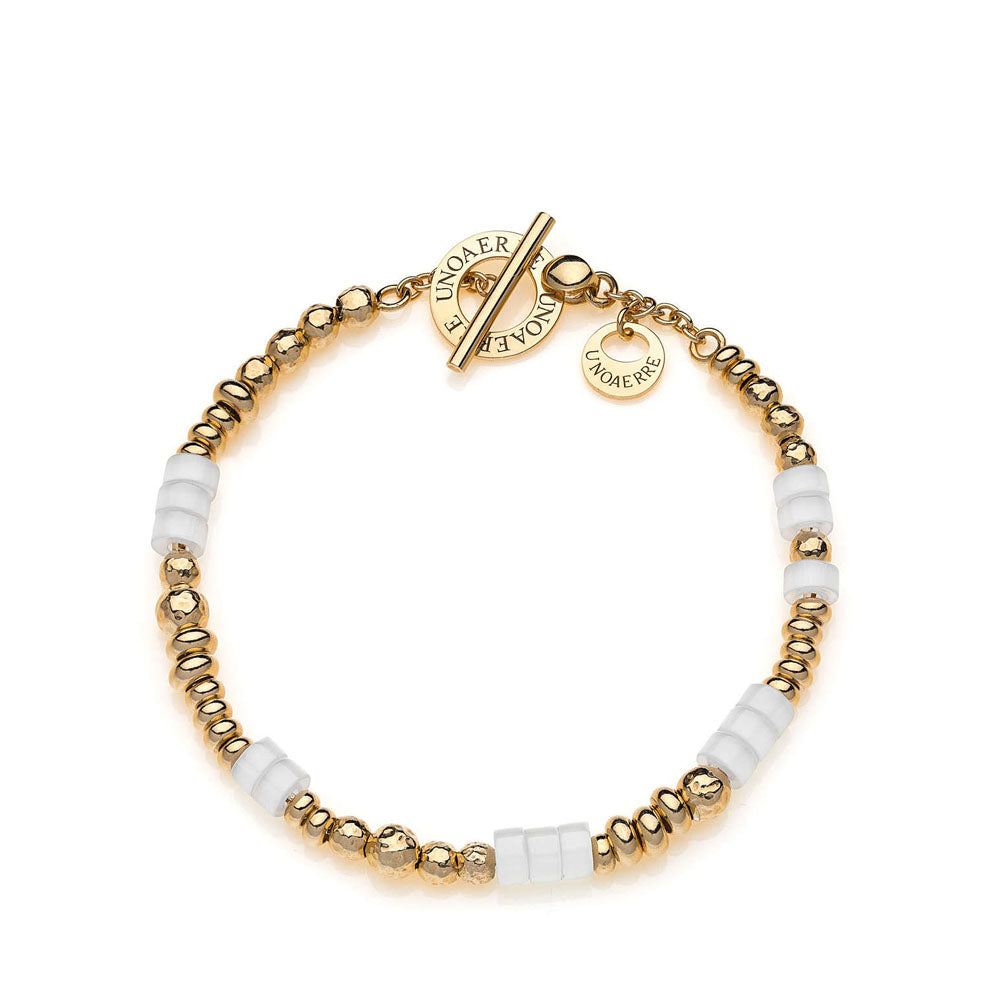 Unoaerre - Bracciale In Argento 925 Dorato Con Sfere Lucide Martellate