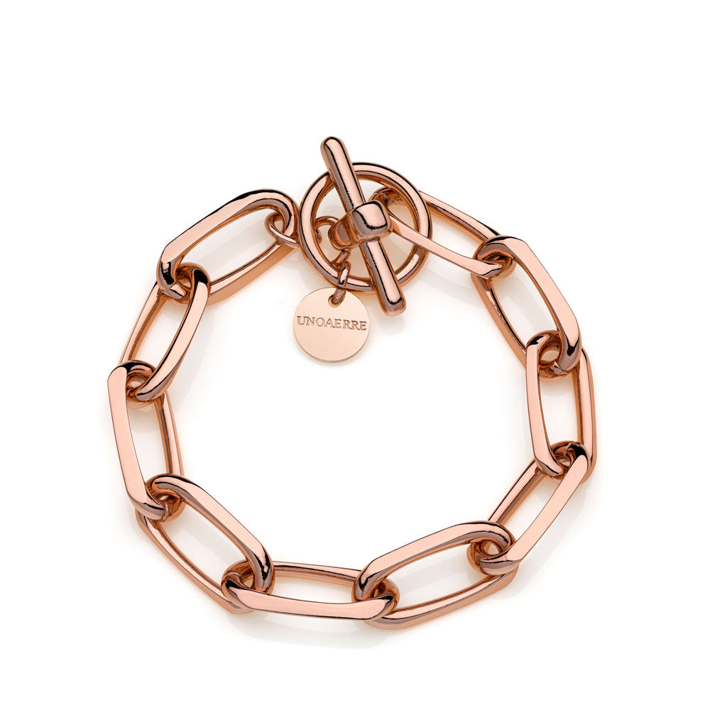 Unoaerre - Bracciale In Bronzo Dorato Rosa Catena Forzatina