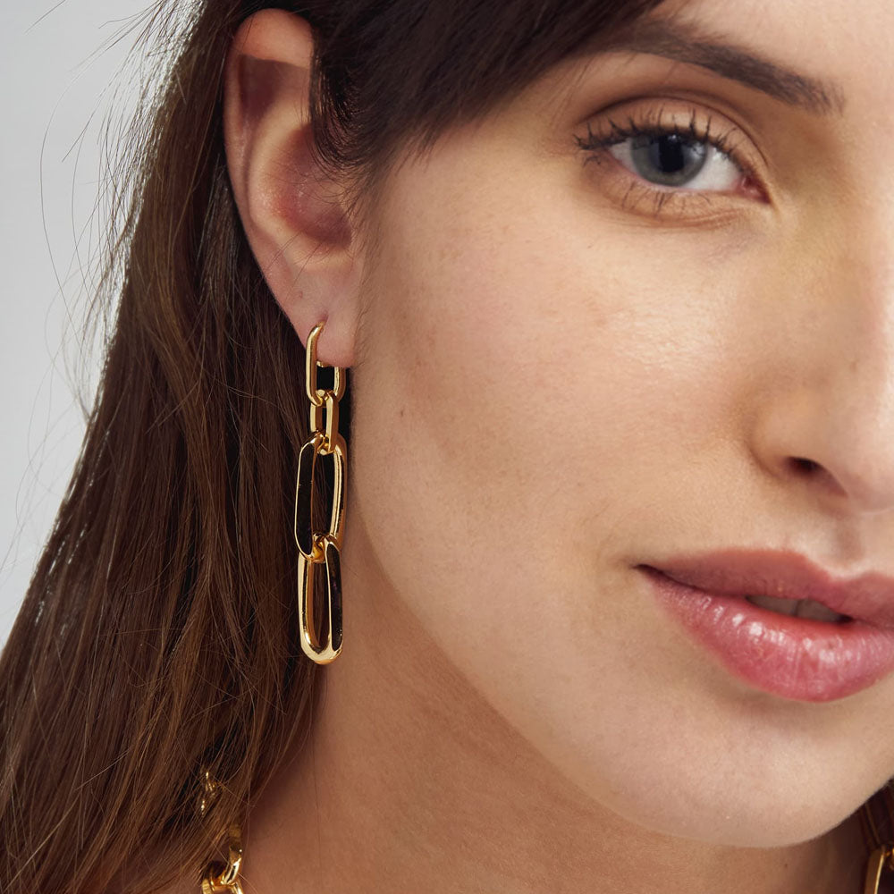 Unoaerre - Orecchini In Bronzo Dorato Catena Forzatina