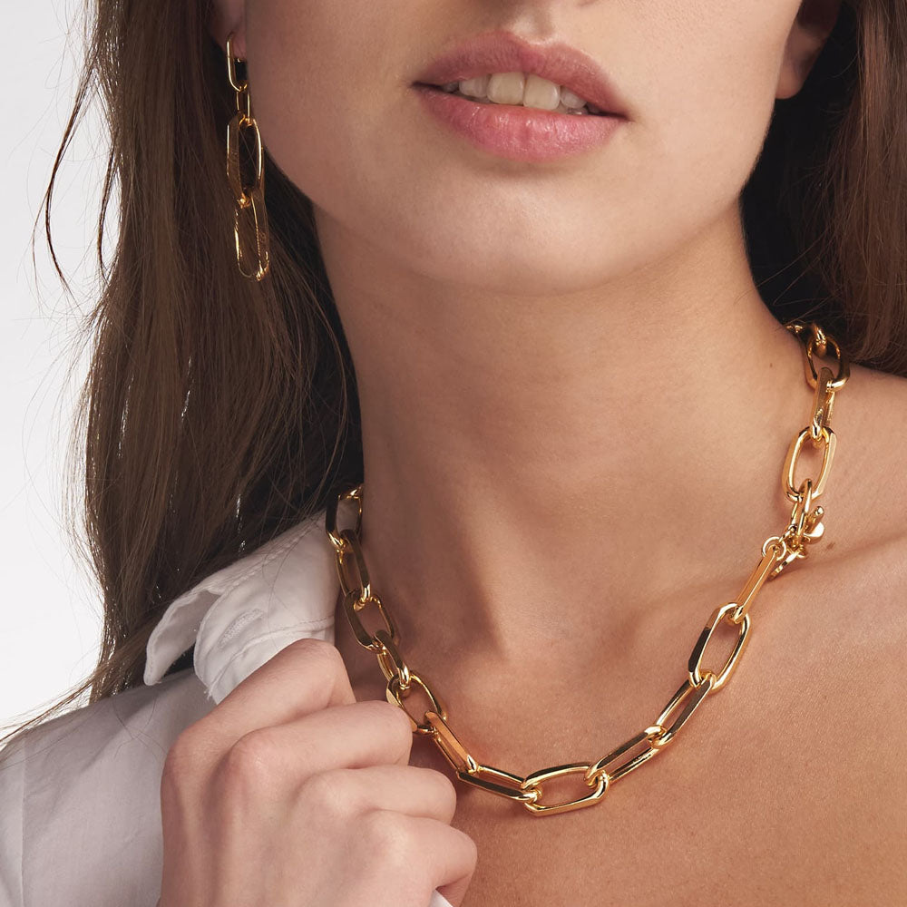 Unoaerre - Orecchini In Bronzo Dorato Catena Forzatina