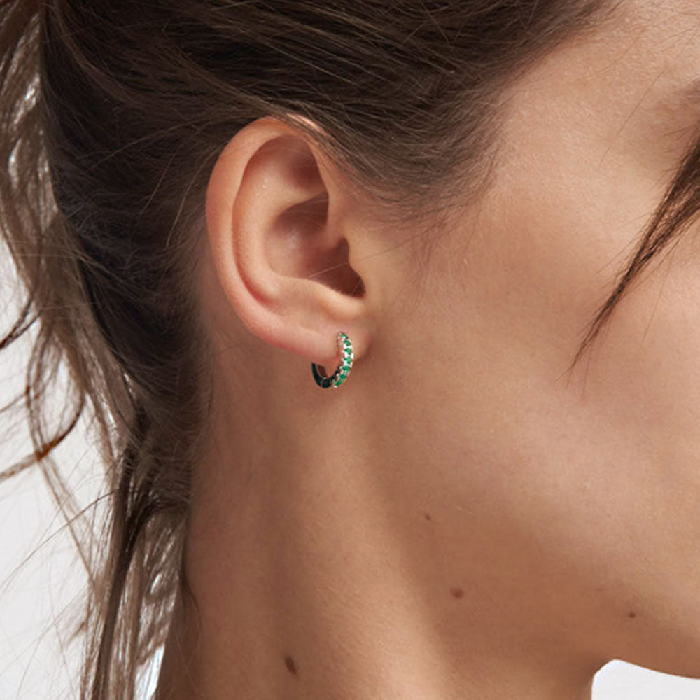 Unoaerre - Orecchini In Argento Con Zirconia Cubica Verde