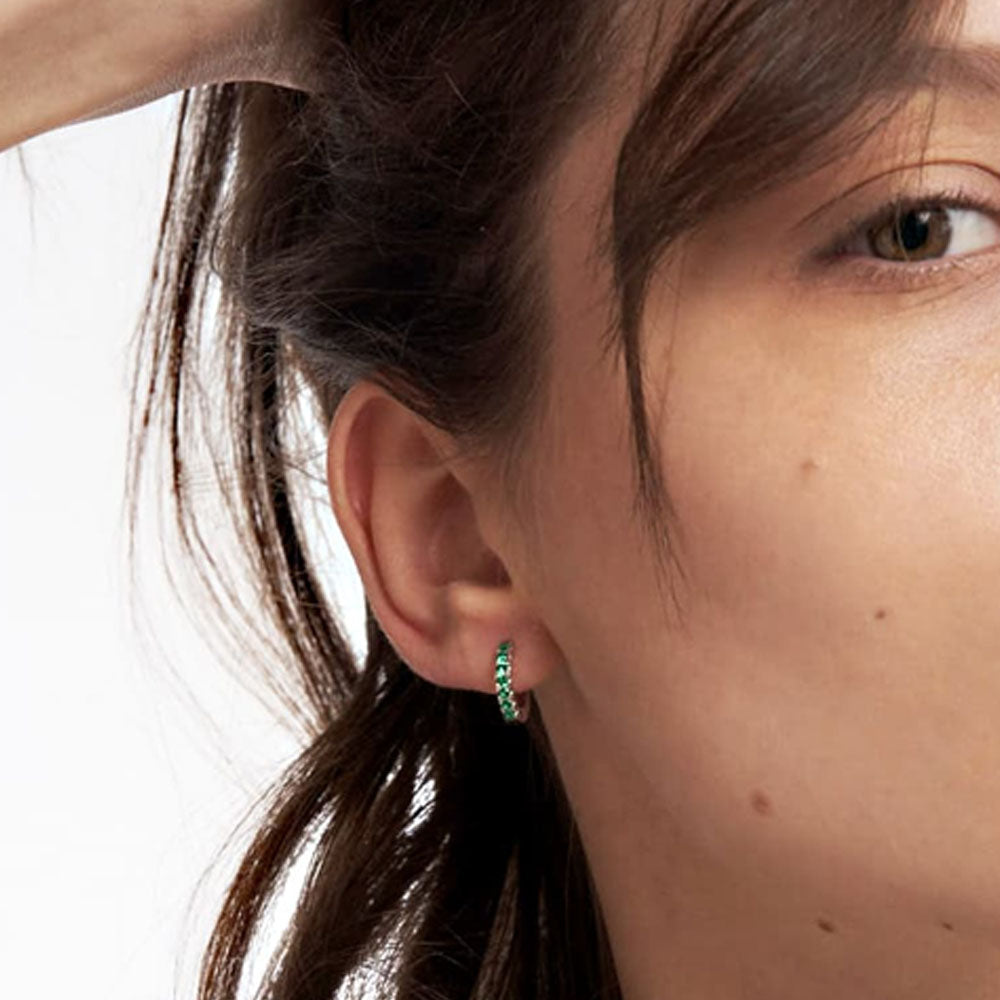 Unoaerre - Orecchini In Argento Con Zirconia Cubica Verde