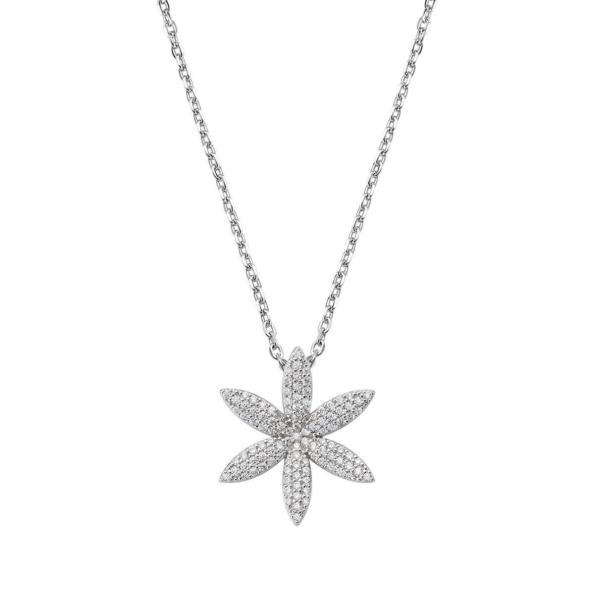 Amen - Collana in argento Fiore Della Vita Con Zirconi Bianchi